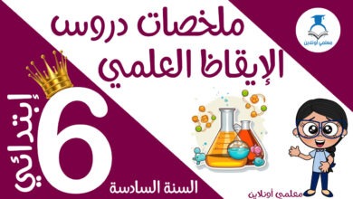 ملخصات دروس الإيقاظ العلمي السادسة إبتدائي كوفر
