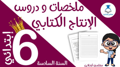 ملخصات و دروس الإنتاج الكتابي كوفر معلمي أونلاين