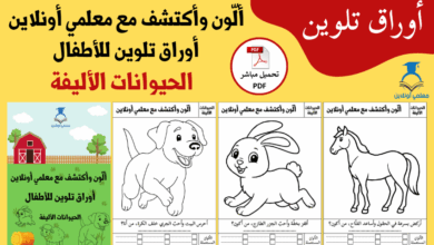 مجموعة أوراق تلوين الحيوانات الأليفة للأطفال معلمي أونلاين