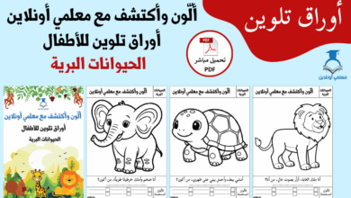 مجموعة أوراق تلوين الحيوانات البرية - موقع معلمي أونلاين