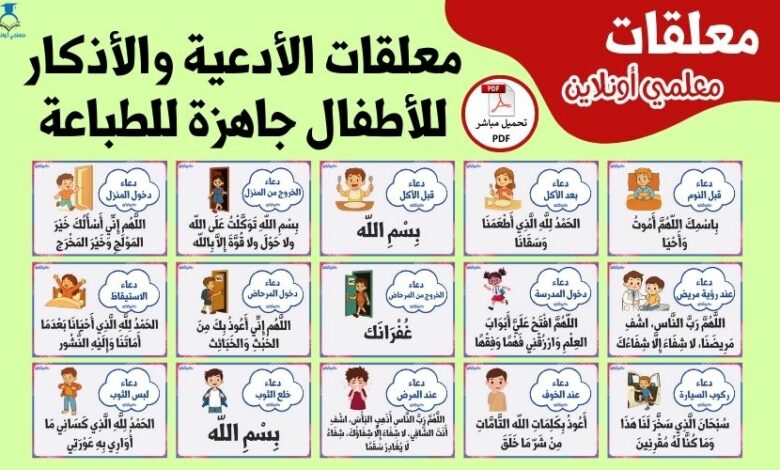 صورة مقال معلقات الأدعية والأذكار للأطفال