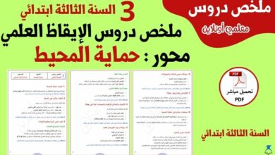 ملخص دروس حماية المحيط الثالثة ابتدائي