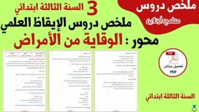 ملخص محور دروس الوقاية من الأمراض