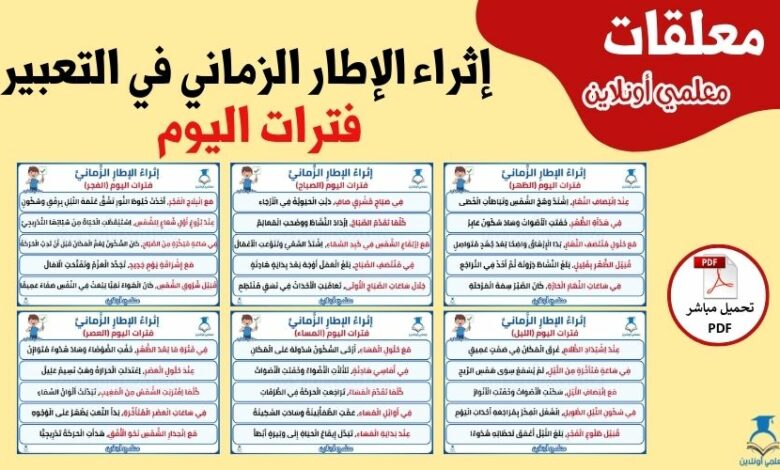 إثراء الإطار الزماني في التعبير تعابير فترات اليوم