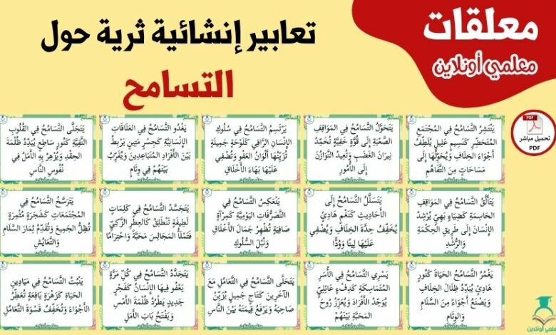 تعابير إنشائية ثرية حول التسامح لإثراء الإنتاج الكتابي