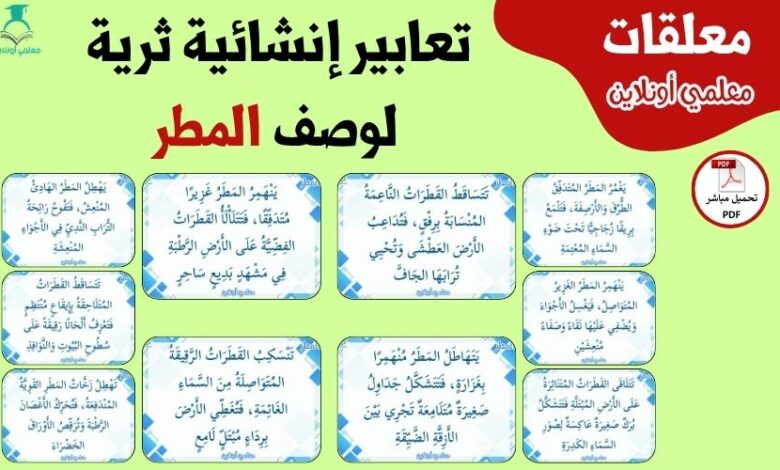 تعابير إنشائية لوصف المطر