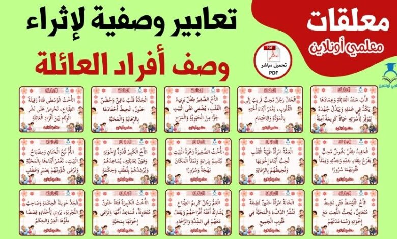 تعابير وصفية لإثراء وصف أفراد العائلة