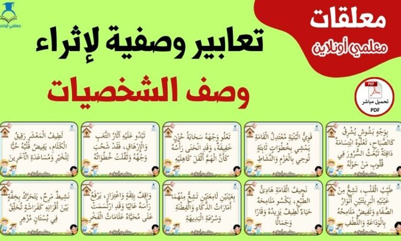 تعابير وصفية لإثراء وصف الشخصيات