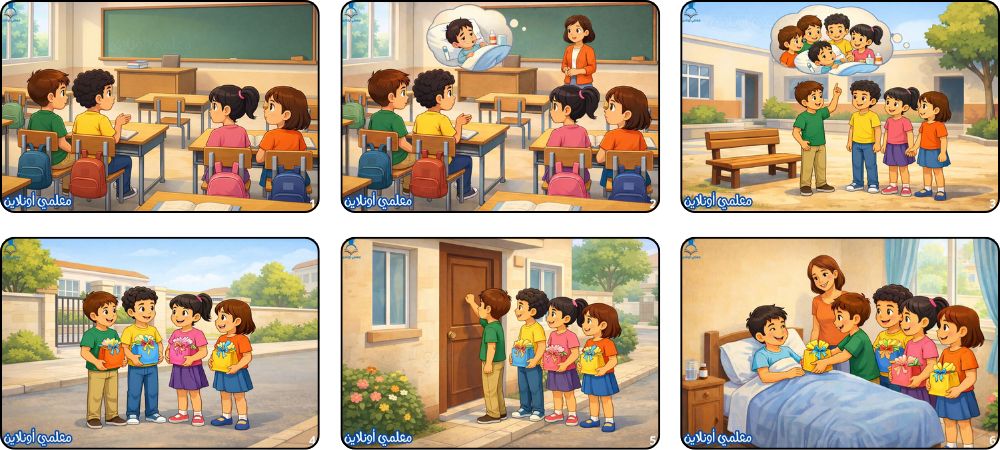 زيارة صديق مريض – مشاهد مصوّرة للتواصل الشفوي حول التعاون بين الأصدقاء 