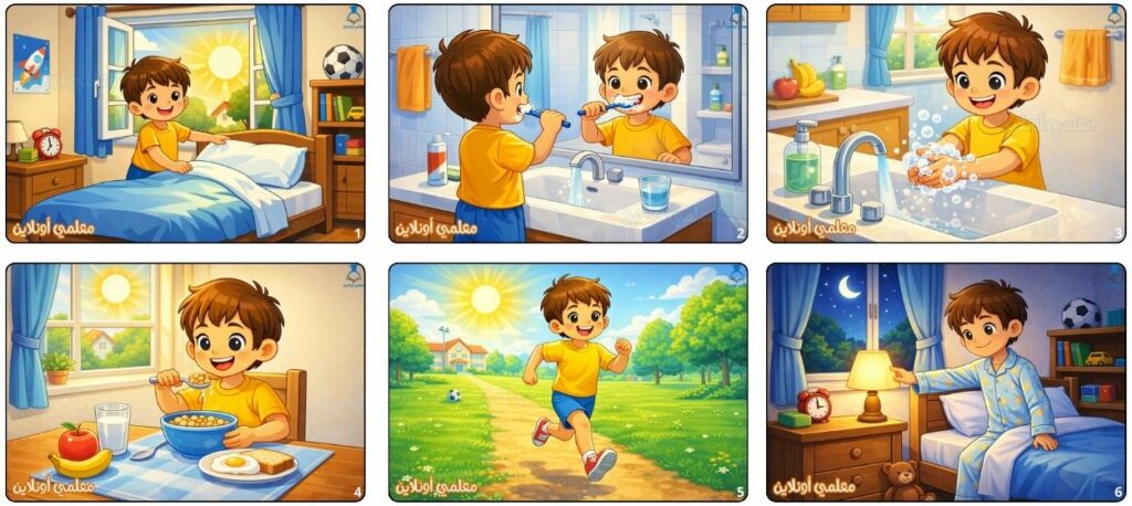 السلوك الصحي اليومي للطفل في مشاهد مصورة