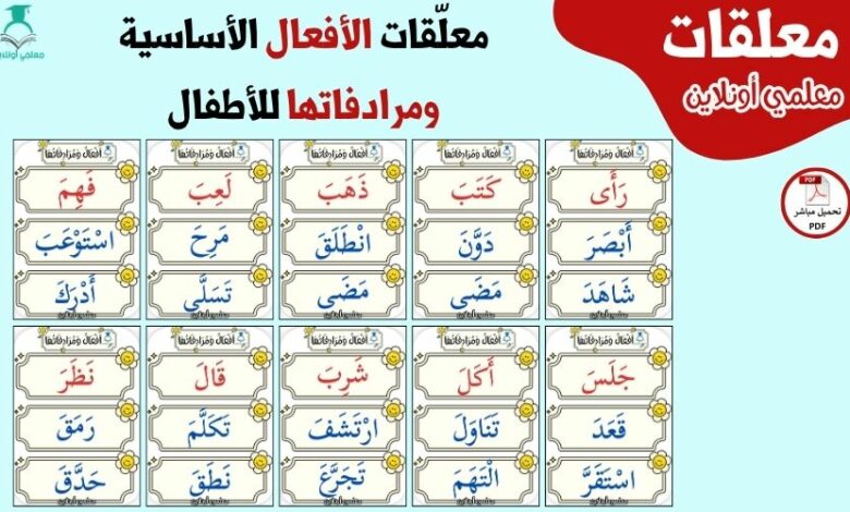 معلّقات الأفعال الأساسية ومرادفاتها