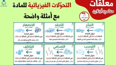 التحوّلات الفيزيائية للمادة مع أمثلة واضحة