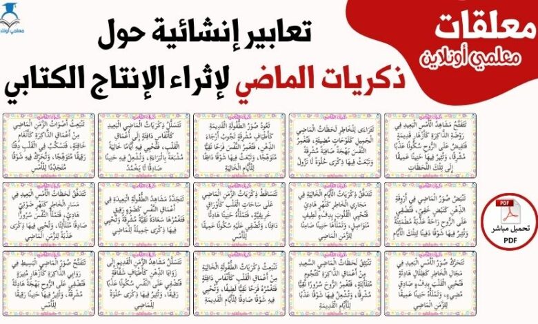 تعابير إنشائية وصفية ثرية حول ذكريات الماضي